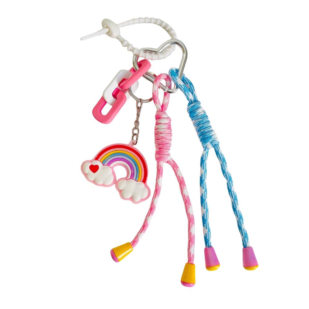 6057 Cute Rainbow Braided Keychain Bag Charms for Handbag Purse Backpack